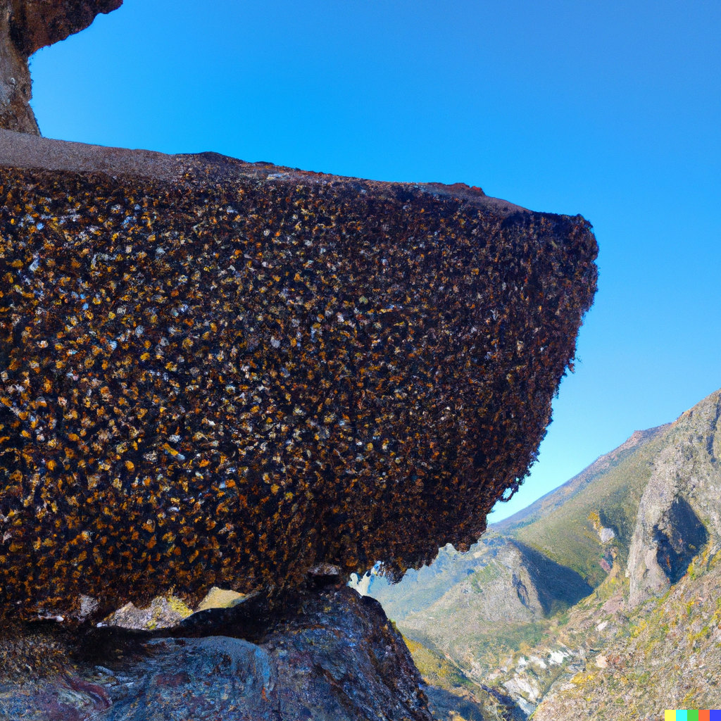 beehive at the side of a mountain overlooking the area